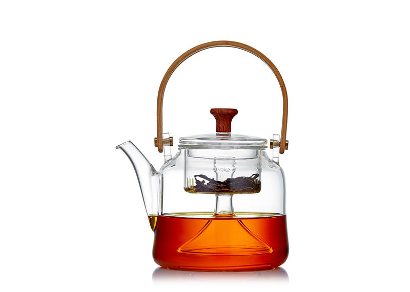 Japanese Style Glass Teapot with Bamboo Handle