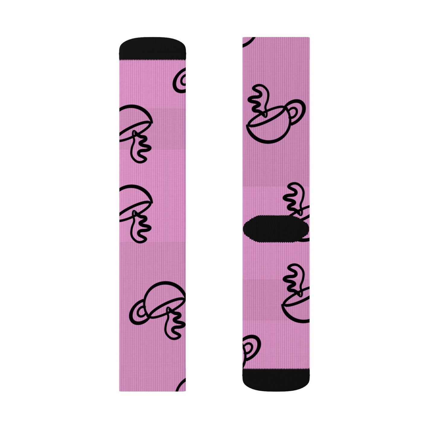 Pink Tea Cup Pattern Socks | Sublimation Crew Socks