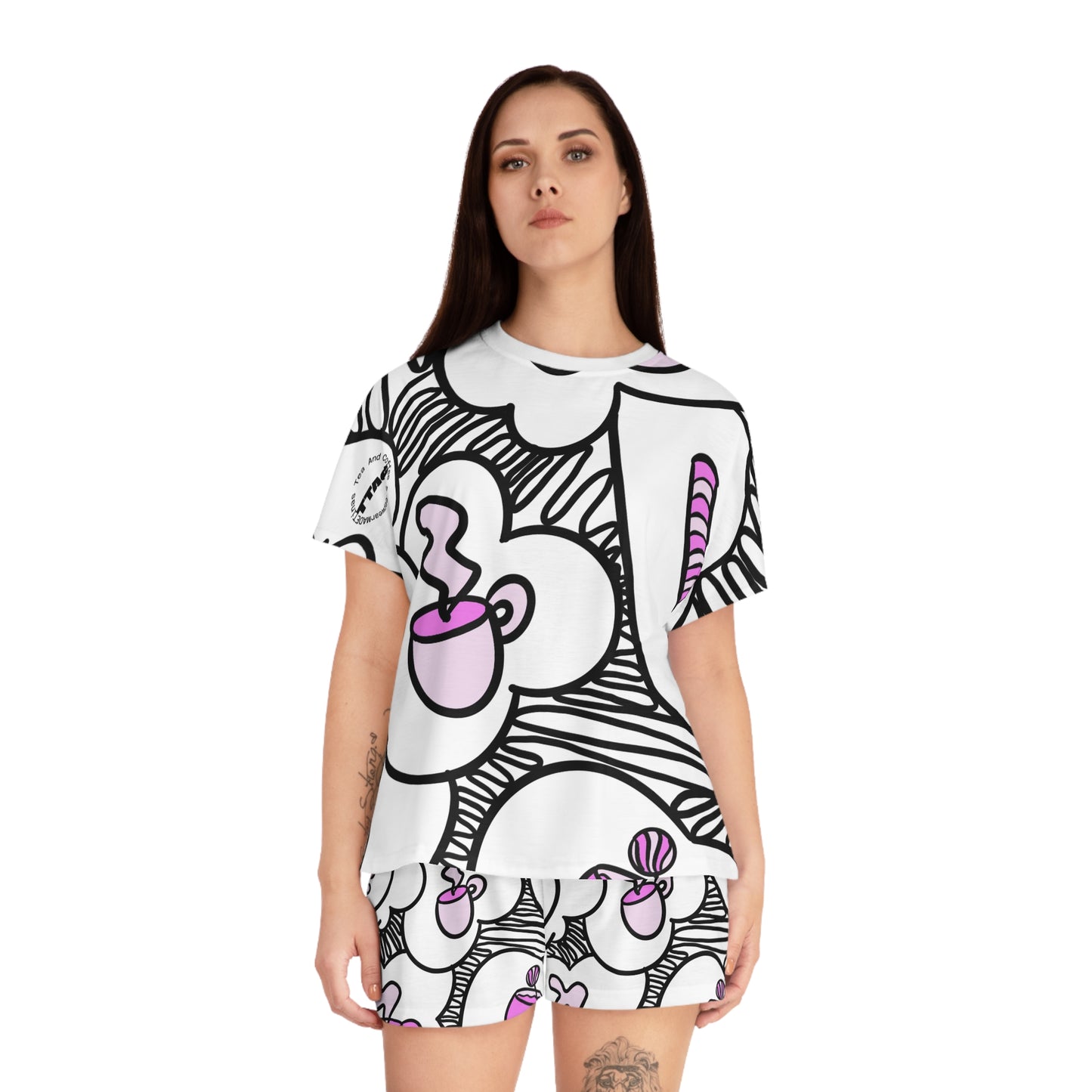 Tinas Hot Cocoa & Snowman Pattern Pajama Set | Women's Short Pajama Set