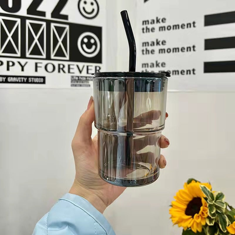 Tinted Glass Tumbler with Lid & Straw