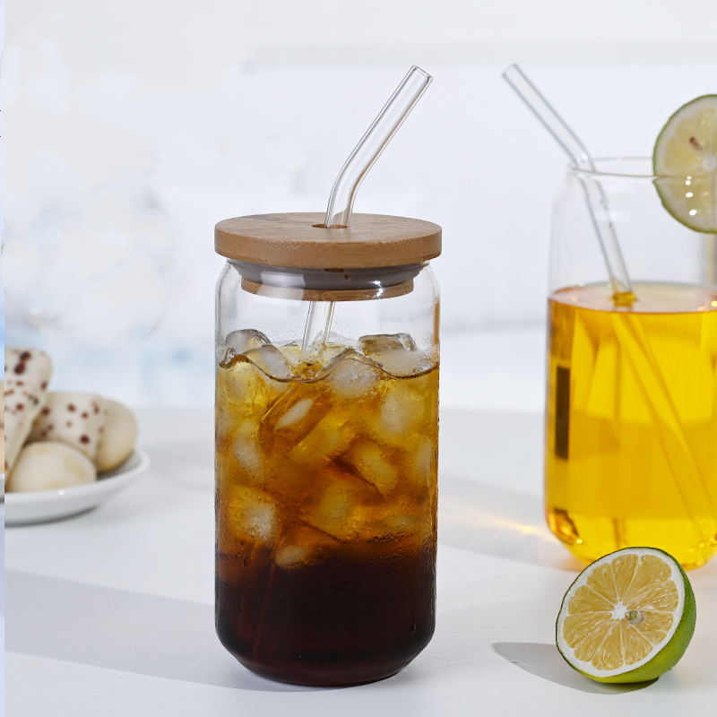 Glass Tumbler with Bamboo Lid & Straw
