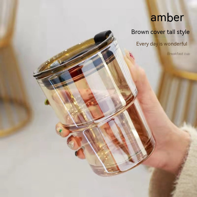 Tinted Glass Tumbler with Lid & Straw