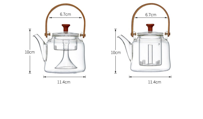 Japanese Style Glass Teapot with Bamboo Handle
