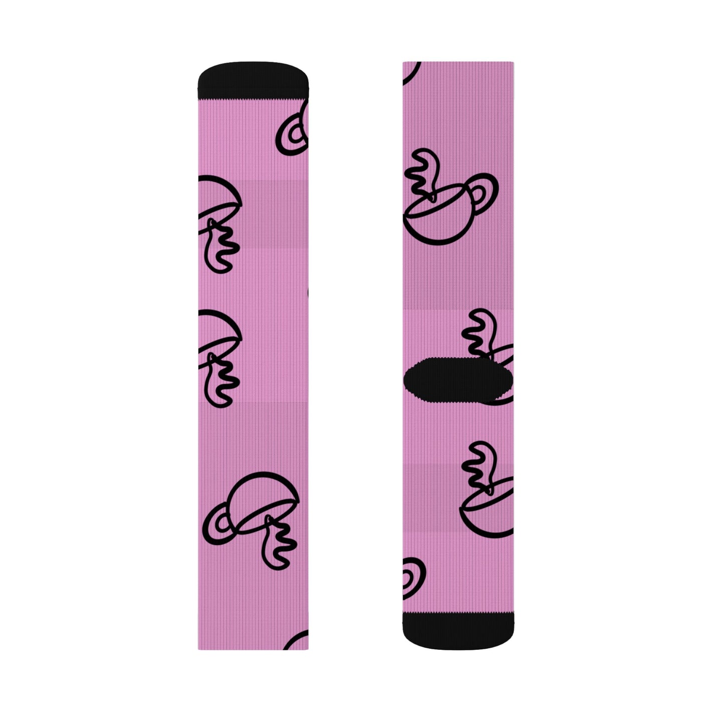 Pink Tea Cup Pattern Socks | Sublimation Crew Socks