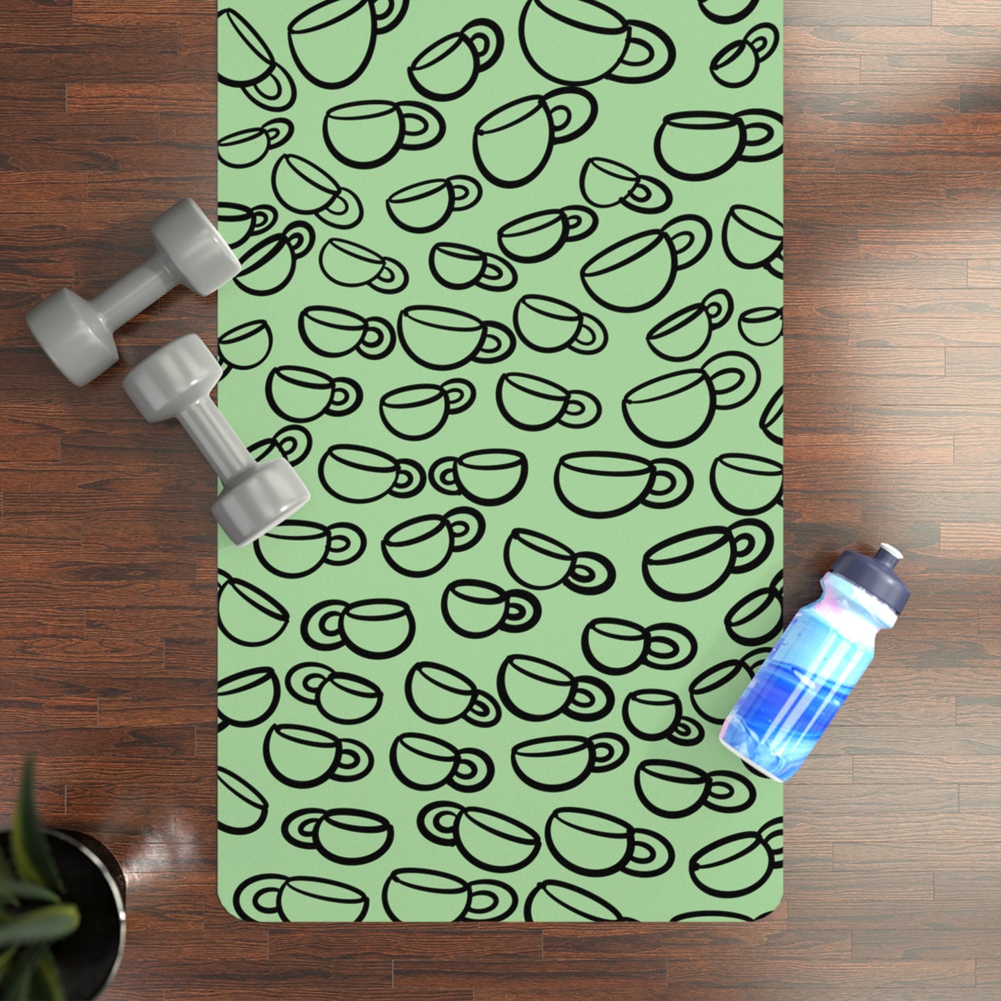 Morning Coffee Then Yoga Rubber Yoga Mat — Non-Slip Exercise Mat for Yogis