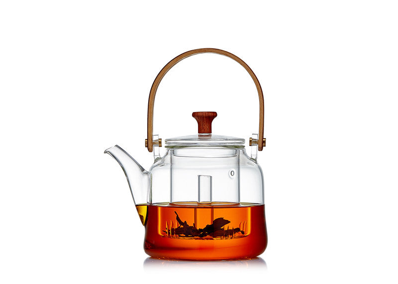 Japanese Style Glass Teapot with Bamboo Handle