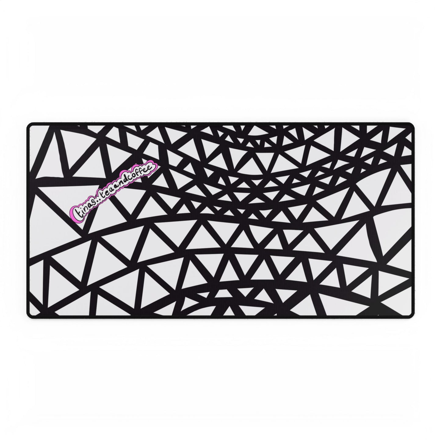 TinasTea and Coffee Geometric Black Web Pattern Desk Mat | Large Mousepad