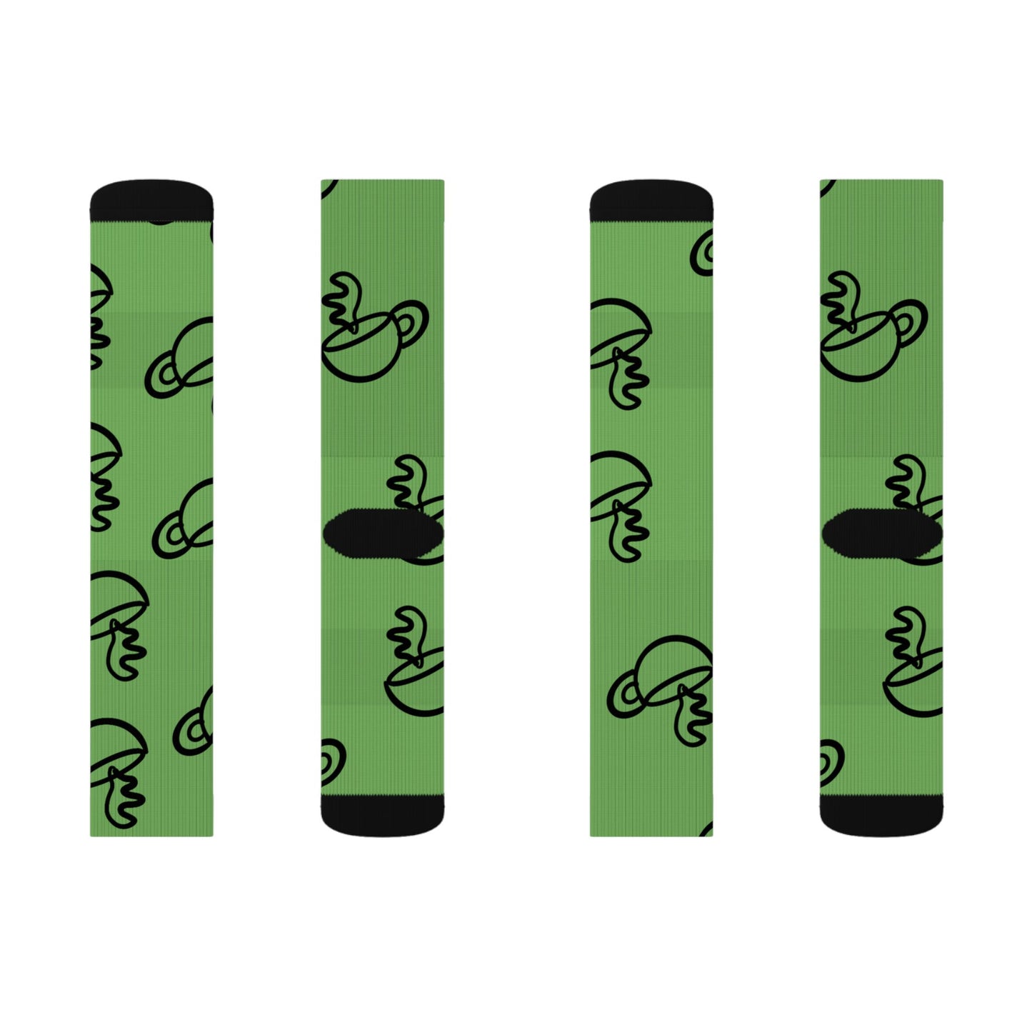 Green Tea Cup Pattern Socks | Sublimation Crew Socks