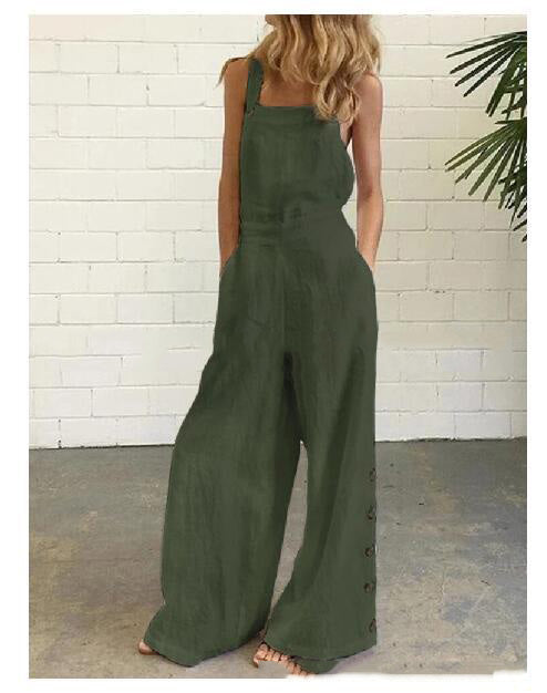 Retro wide Leg Pocket  jumpsuit