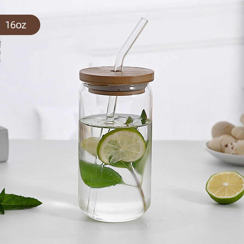Glass Tumbler with Bamboo Lid & Straw