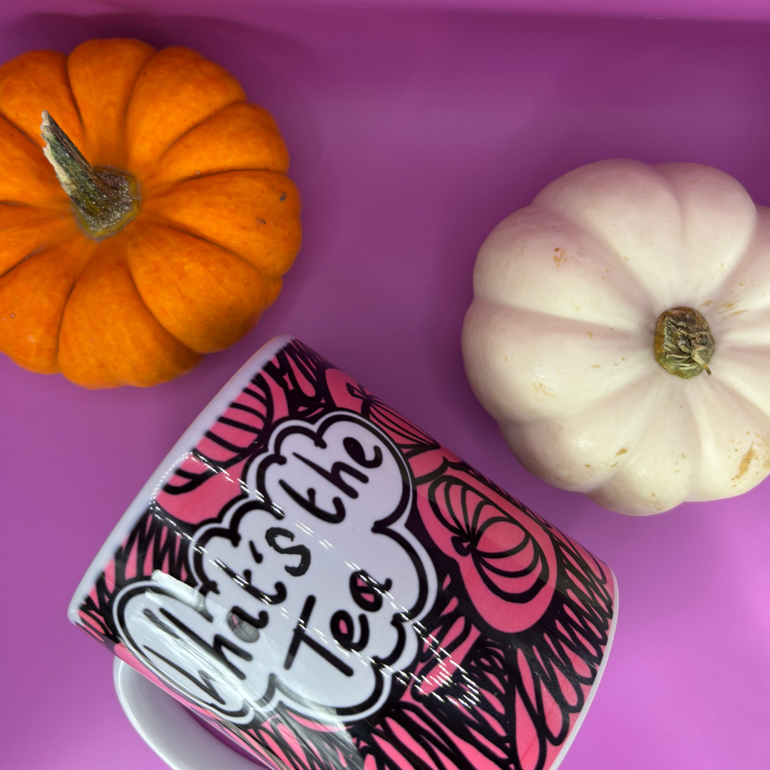 What's the tea? pumpkin mug pink