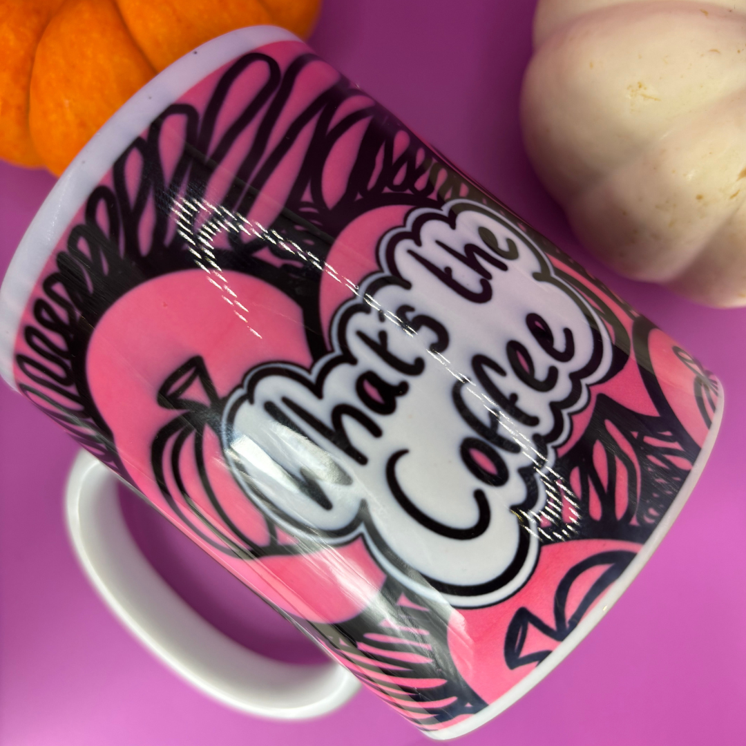 Whats the Coffee? Pumpkin mug pink