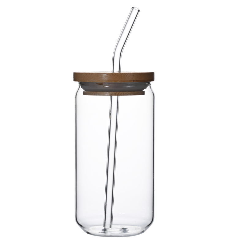 Glass Tumbler with Bamboo Lid & Straw
