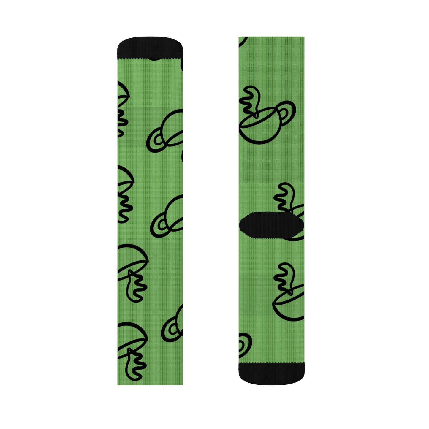 Green Tea Cup Pattern Socks | Sublimation Crew Socks