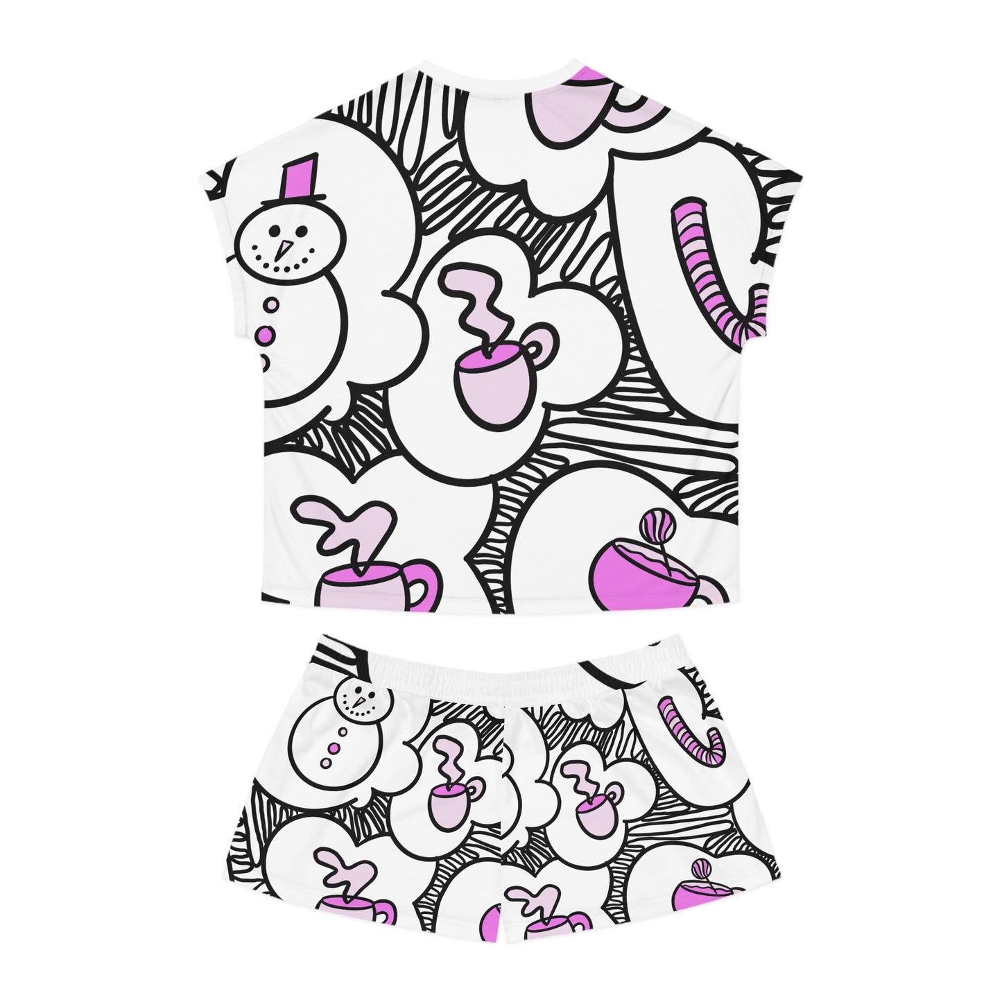 Tinas Hot Cocoa & Snowman Pattern Pajama Set | Women's Short Pajama Set