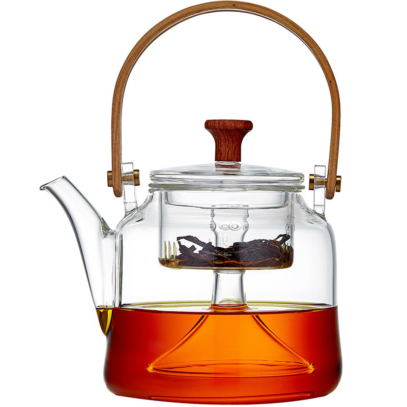Japanese Style Glass Teapot with Bamboo Handle