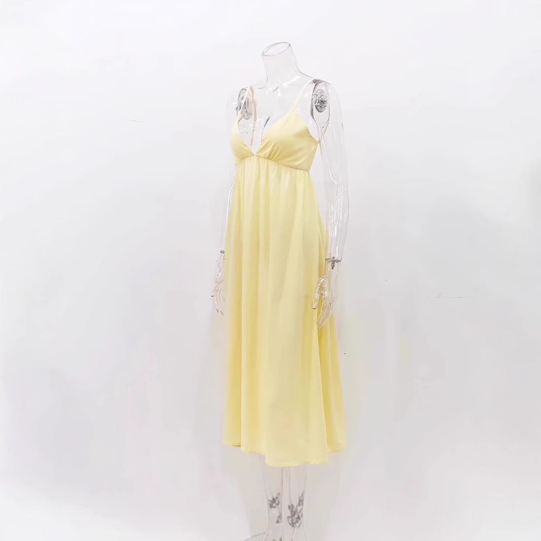 Backless Spaghetti  Strap Maxi  Dress