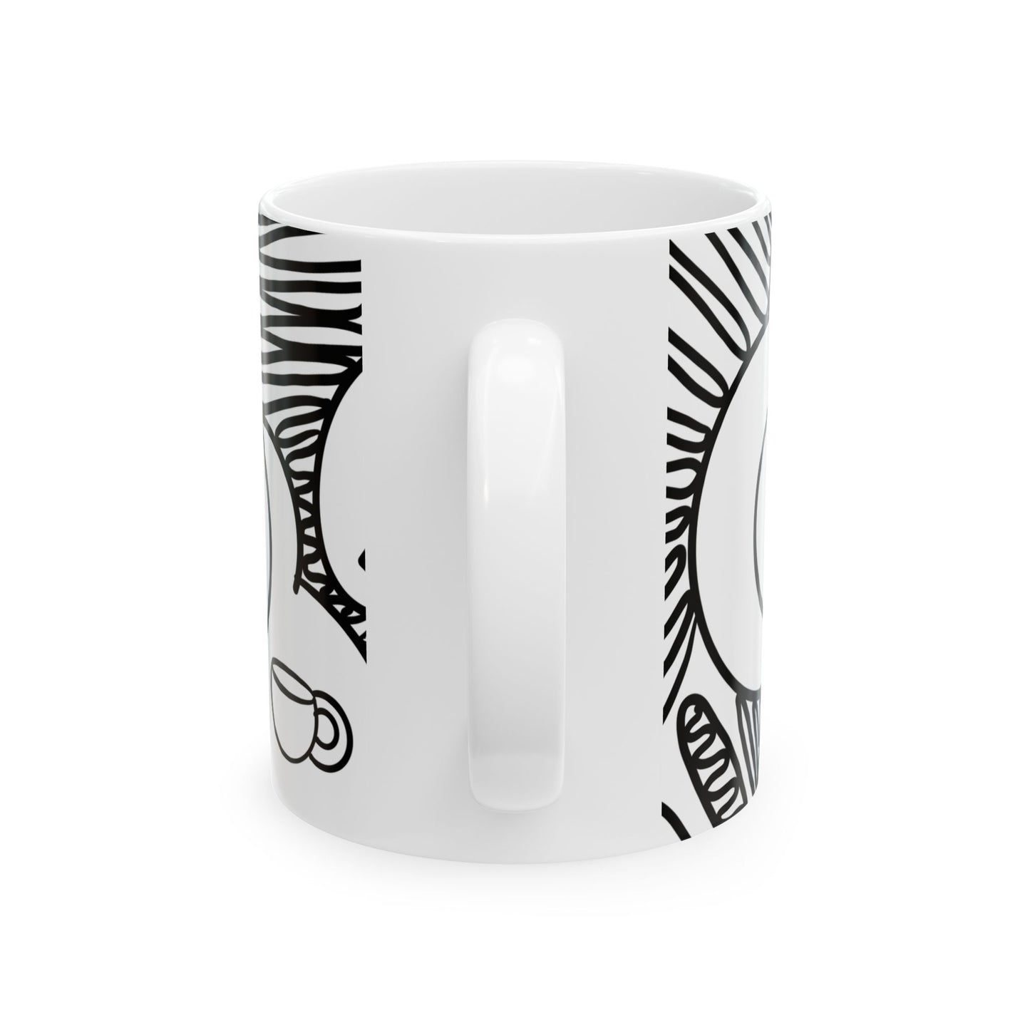 Coffee Doodle Mug | Hand-Drawn Cups Pattern Ceramic Mug