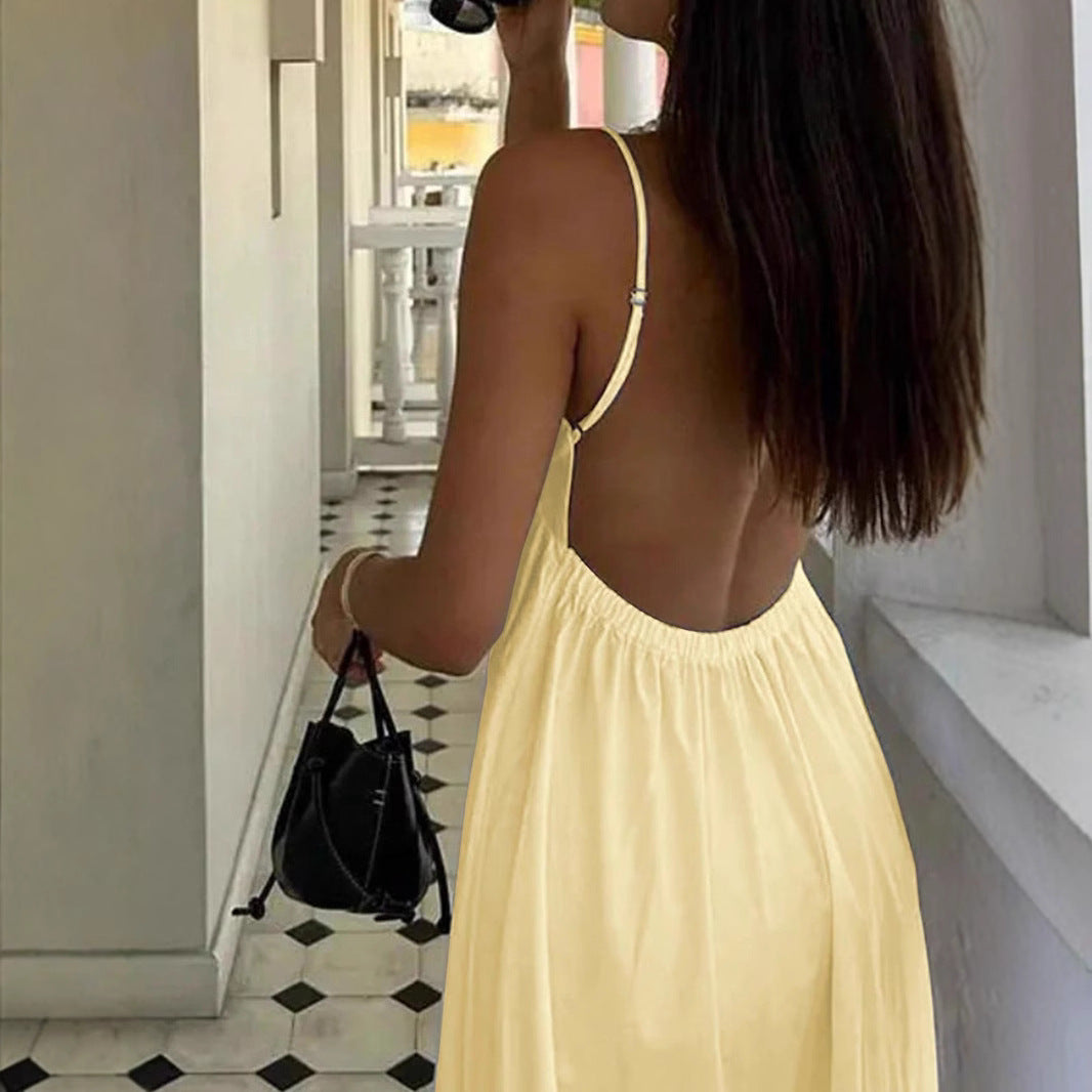 Backless Spaghetti  Strap Maxi  Dress
