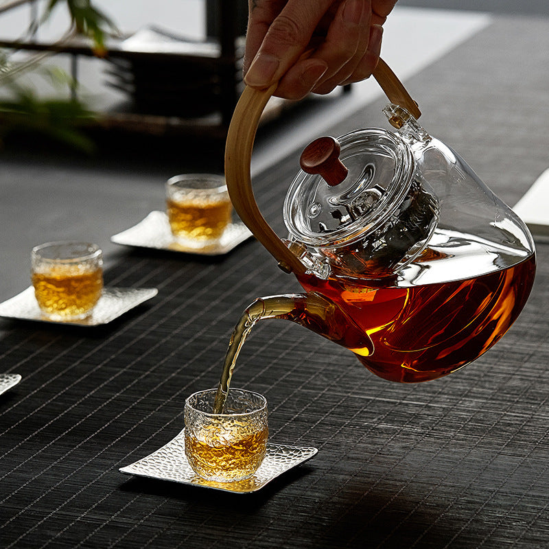 Japanese Style Glass Teapot with Bamboo Handle