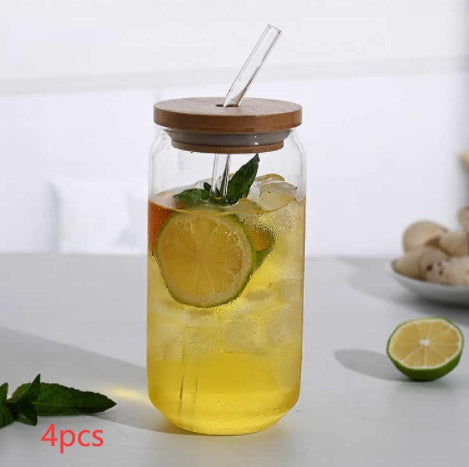 Glass Tumbler with Bamboo Lid & Straw