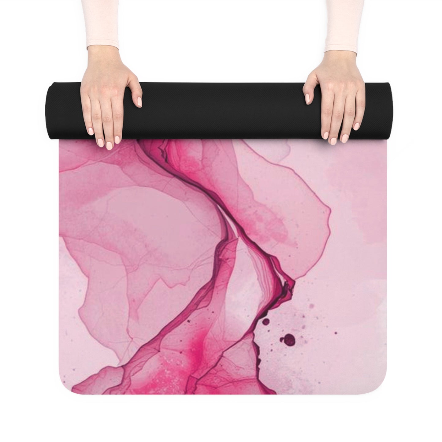 Pink Marble Rubber Yoga Mat — Non-Slip Exercise Mat