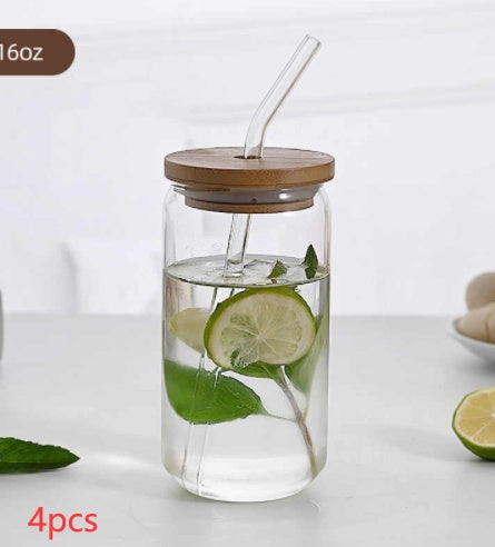 Glass Tumbler with Bamboo Lid & Straw