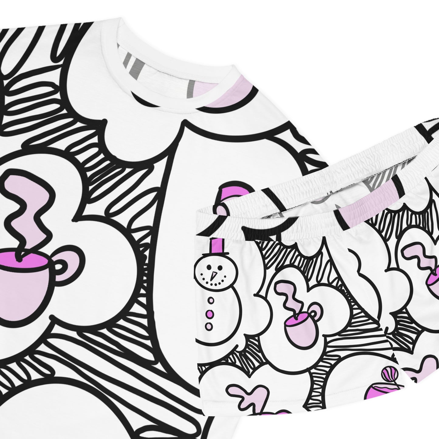 Tinas Hot Cocoa & Snowman Pattern Pajama Set | Women's Short Pajama Set