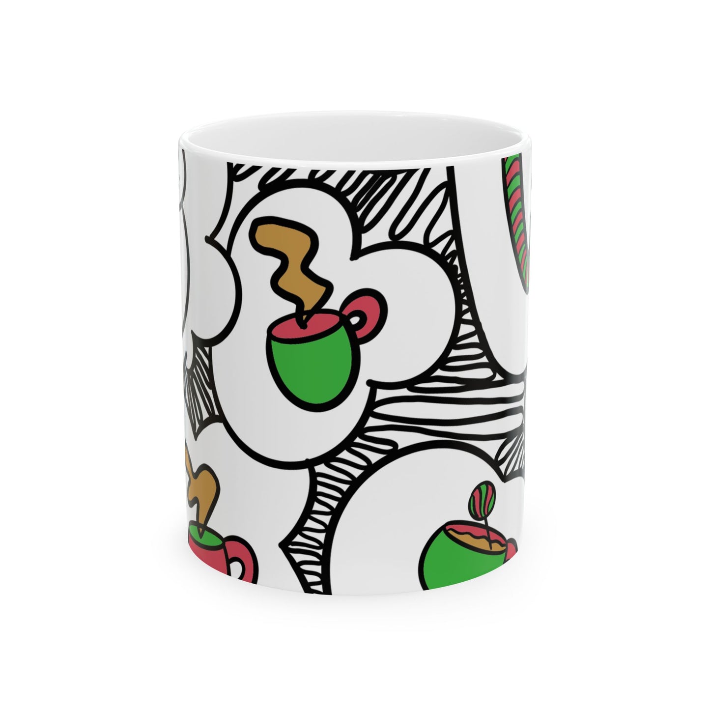 Coffee Cup Pattern Mug | Colorful Coffee Cups Ceramic Mug