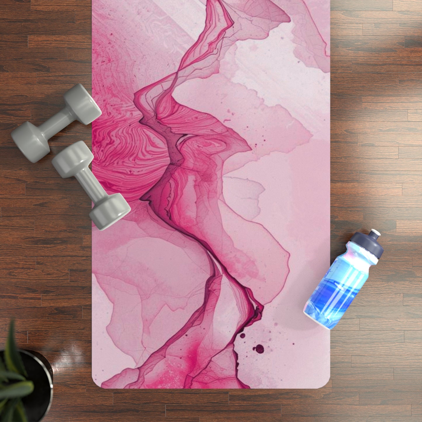Pink Marble Rubber Yoga Mat — Non-Slip Exercise Mat