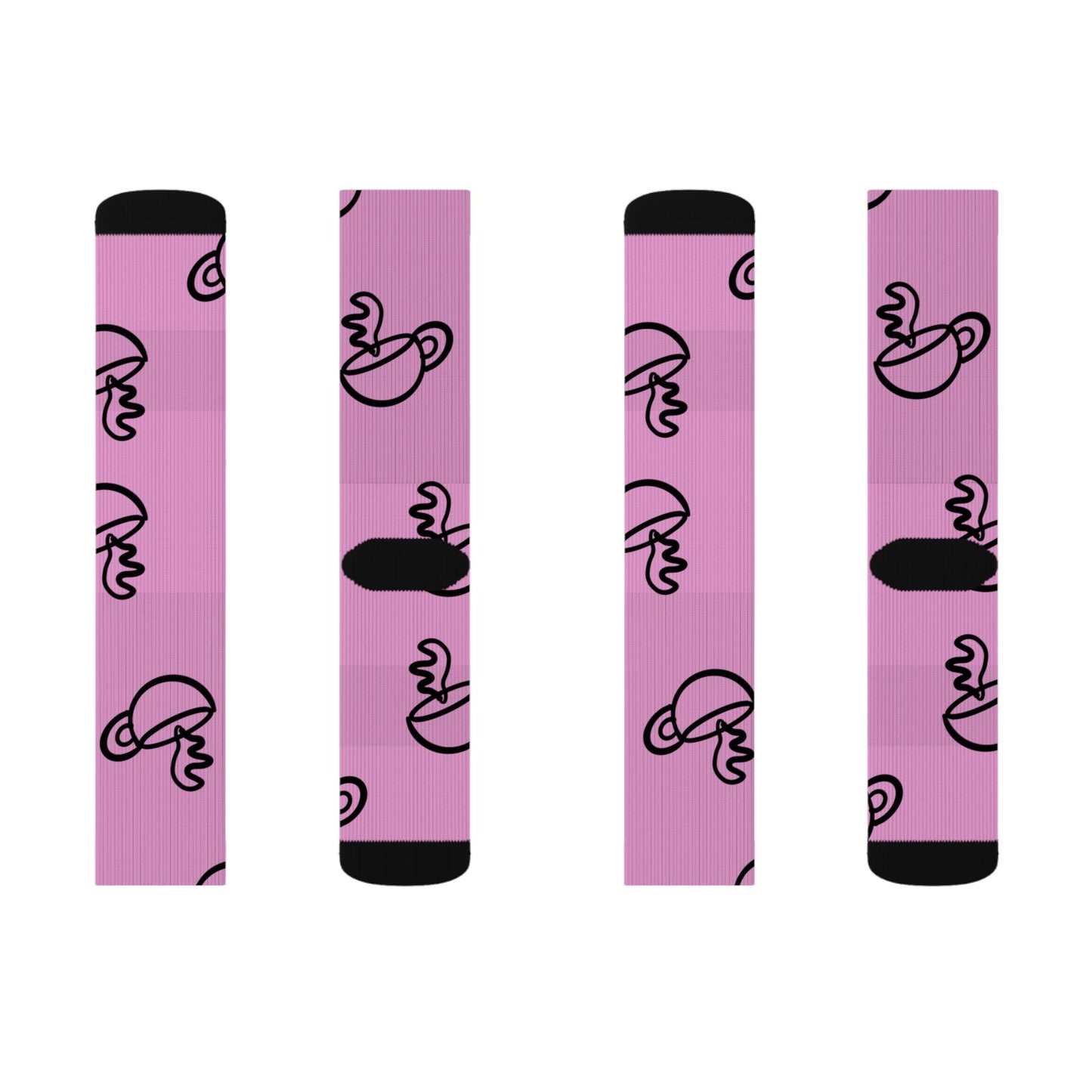 Pink Tea Cup Pattern Socks | Sublimation Crew Socks