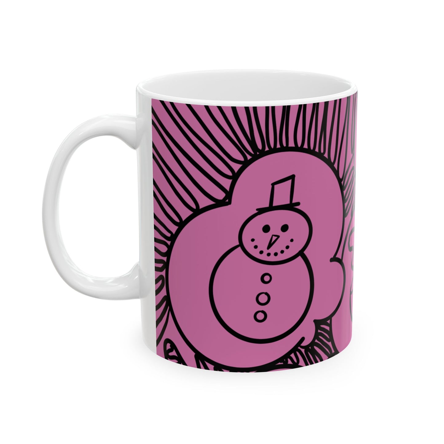 Coffee Festive Mug | Pink Festive Coffee Pattern Ceramic Mug