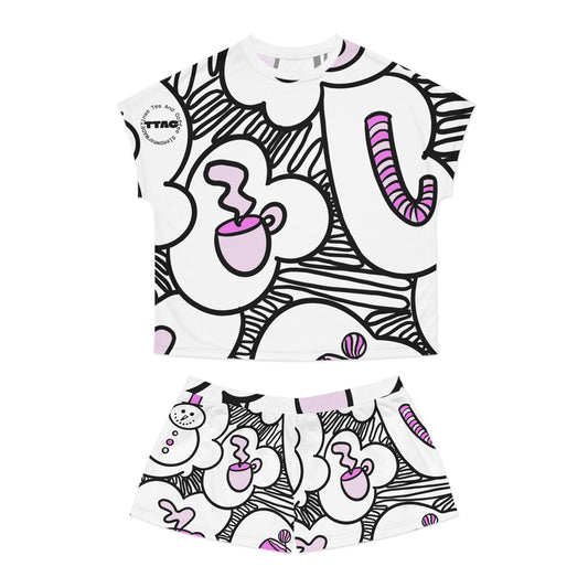 Tinas Hot Cocoa & Snowman Pattern Pajama Set | Women's Short Pajama Set