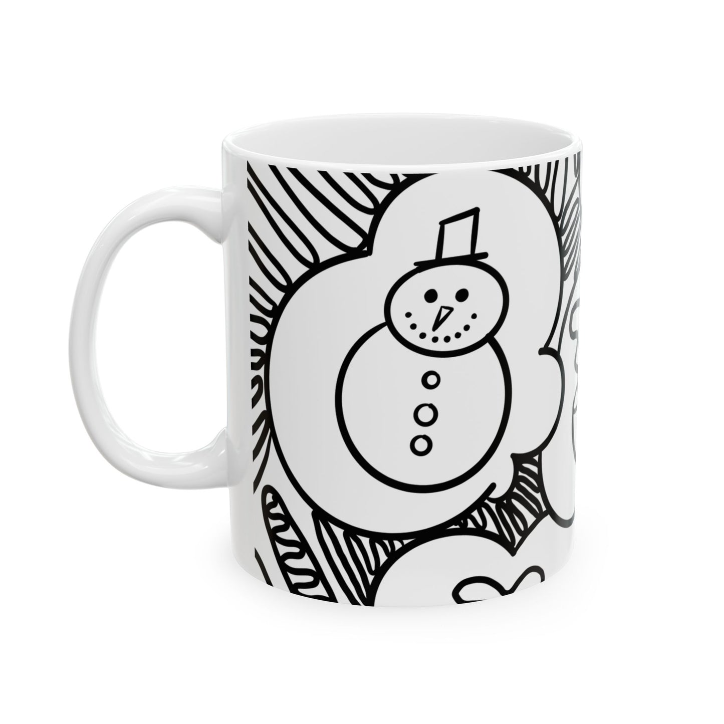 Coffee Doodle Mug | Hand-Drawn Cups Pattern Ceramic Mug
