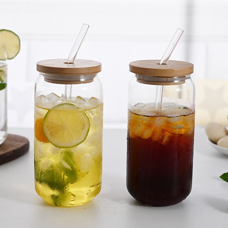 Glass Tumbler with Bamboo Lid & Straw