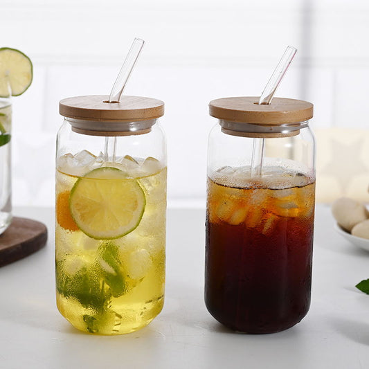 Glass Tumbler with Bamboo Lid & Straw